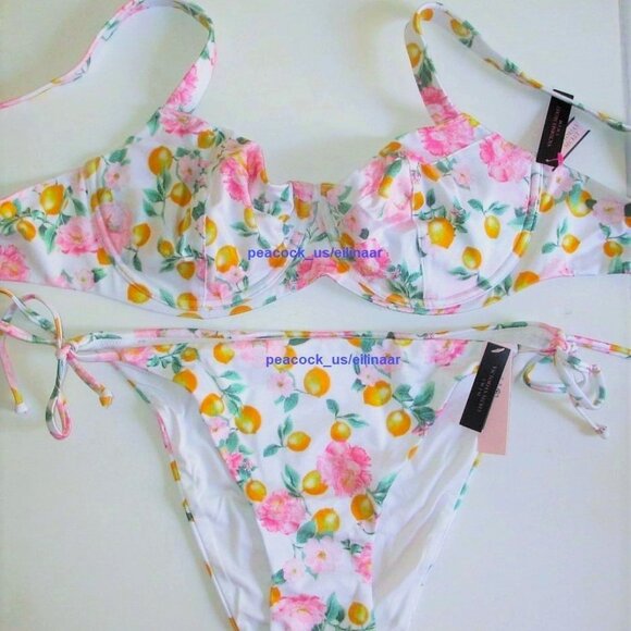 36DD/L Victoria Secret Swim Push Up w/o pad Top Bikini Set Side Tie Cheeky botto - Picture 1 of 11